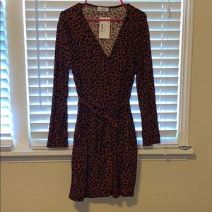 Long sleeve cheetah print Dress